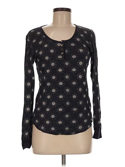 Pre-owned Gap Body Long Sleeve Henley Shirt In Black
