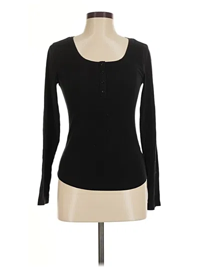 Pre-owned Gap Body Long Sleeve Henley Shirt In Black