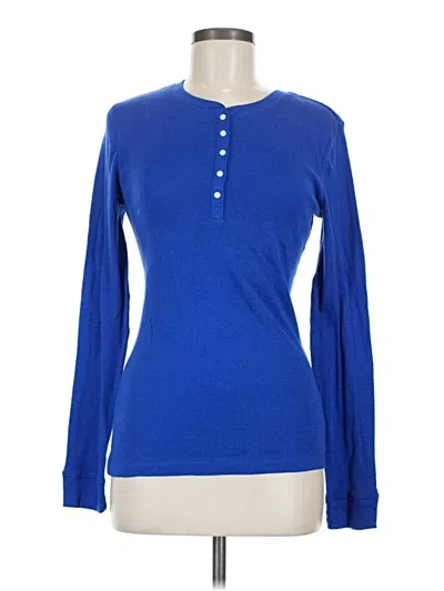 Pre-owned Gap Body Long Sleeve Henley Shirt In Blue
