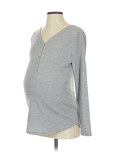 Pre-owned Gap Body Long Sleeve Henley Shirt In Gray