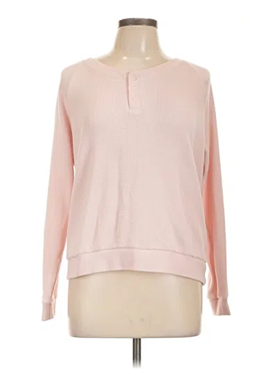 Pre-owned Gap Body Long Sleeve Henley Shirt In Pink