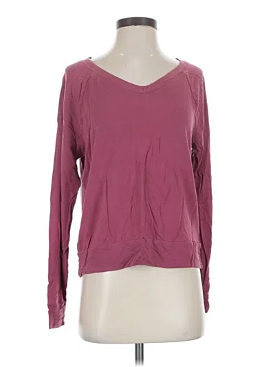 Pre-owned Gap Body Long Sleeve Top Burgundy Scoop Neck Tops