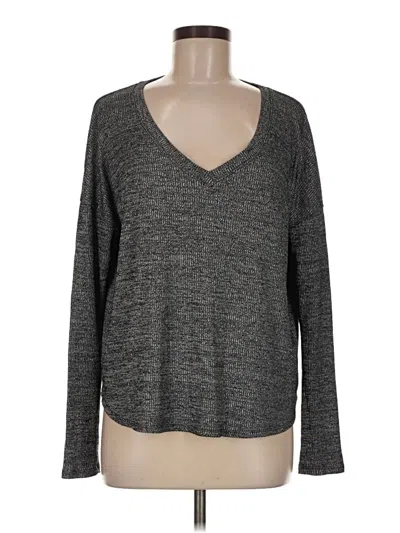 Pre-owned Gap Body Long Sleeve Top Gray V-neck Tops