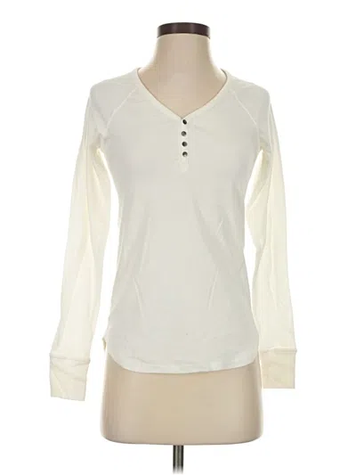 Pre-owned Gap Body Long Sleeve Top Ivory V-neck Tops