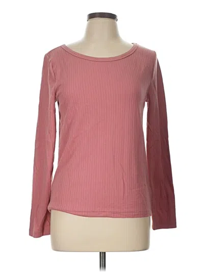 Pre-owned Gap Body Long Sleeve Top Pink Boatneck Tops