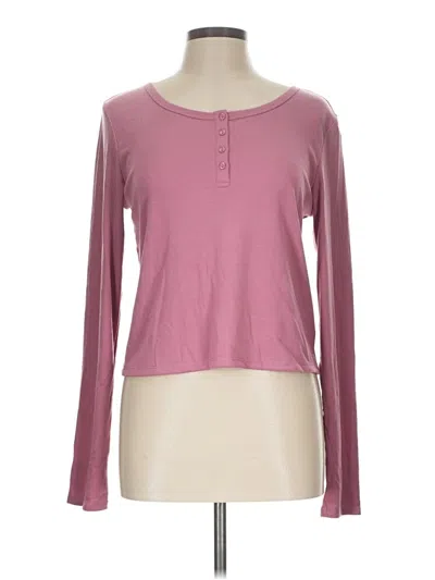 Pre-owned Gap Body Long Sleeve Top Pink Crew Neck Tops