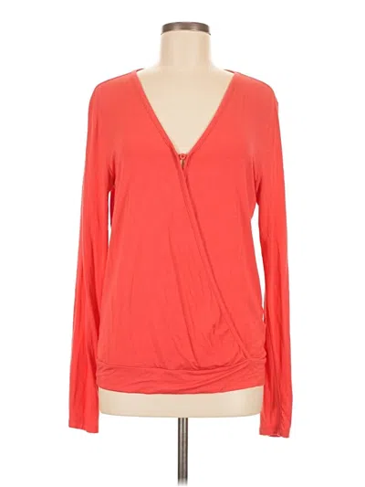 Pre-owned Gap Body Long Sleeve Top Red Plunge Neckline Tops