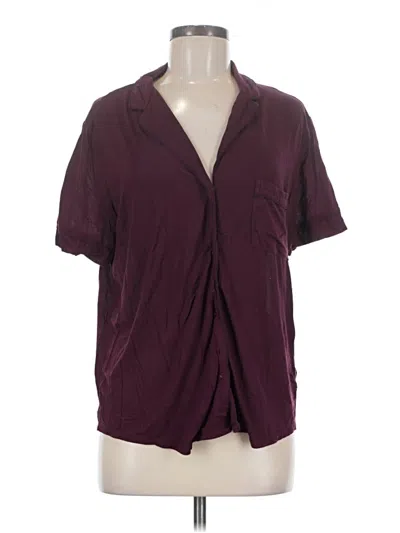 Pre-owned Gap Body Short Sleeve Blouse In Burgundy