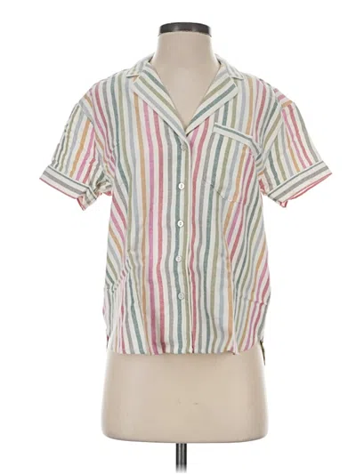 Pre-owned Gap Body Short Sleeve Blouse In Ivory