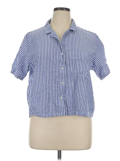 Pre-owned Gap Body Short Sleeve Button Down Shirt In Blue