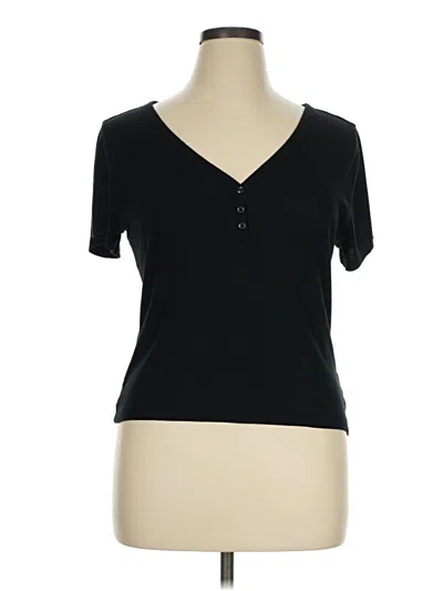 Pre-owned Gap Body Short Sleeve Henley Shirt In Black