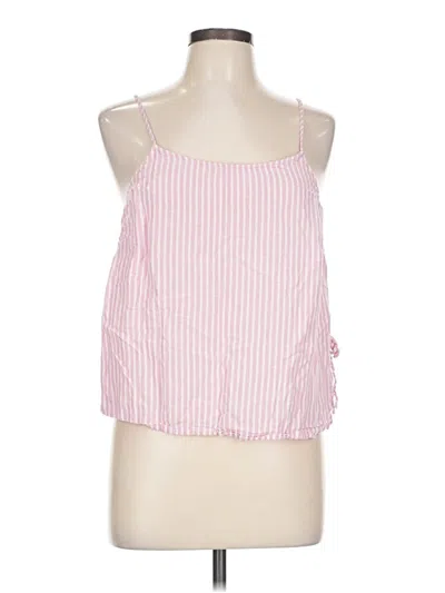 Pre-owned Gap Body Sleeveless Top Pink Stripes Pattern Scoop Neck Tops