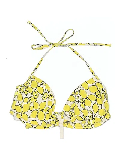 Pre-owned Gap Body Swimsuit Top Yellow Print Pattern Swimwear