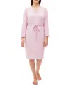 Gap Body Women's Long-sleeve Ribbed Belted Robe In Butterfly Pink