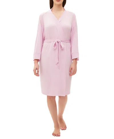 Gap Body Women's Long-sleeve Ribbed Belted Robe In Butterfly Pink