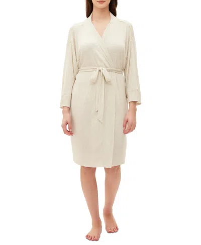 Gap Body Women's Long-sleeve Ribbed Belted Robe In Oatmeal