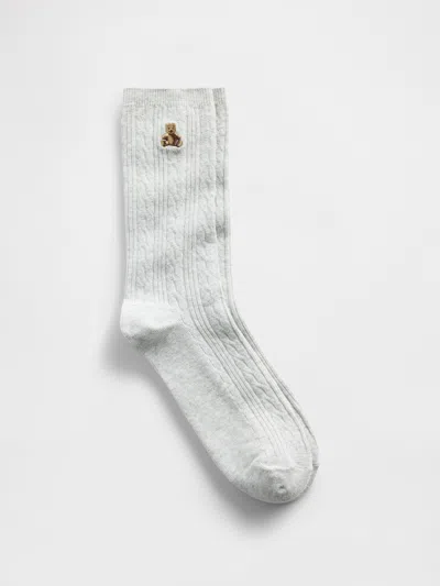 Gap Brannan Bear Cable-knit Crew Socks In Gray