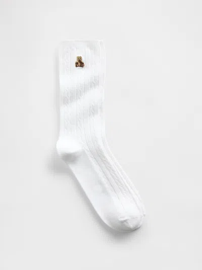 Gap Brannan Bear Cable-knit Crew Socks In White