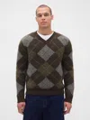 Gap Brushed Argyle Sweater In Brown
