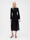 Gap Burnout Velvet Bell-sleeve Midi Dress In Black