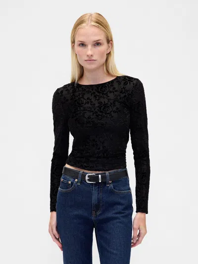 Gap Burnout Velvet Top In Black