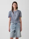 Gap Button-front Crop Peplum Top In Multi