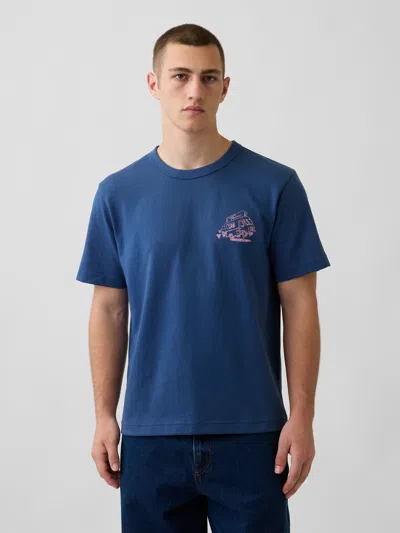 Gap California Taco Truck Heavyweight Graphic T-shirt In Vintage Navy Blue