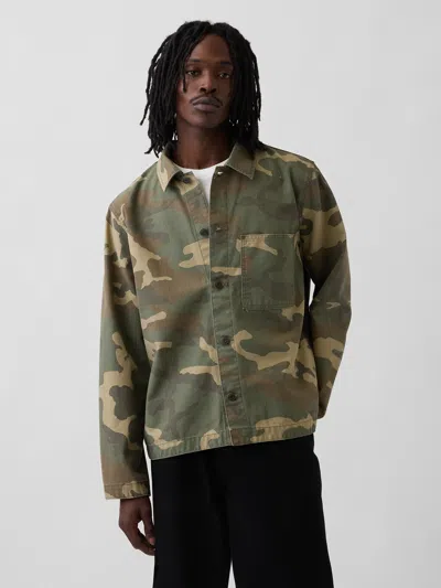 Gap Canvas Denim Camo Utility Shirt In Multi