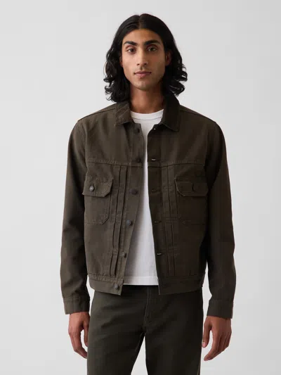 Gap Canvas Denim Trucker Jacket In Dark Charcoal Grey