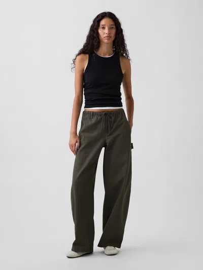 Gap Canvas Easy Baggy Barrel Cargo Pants In Bamboo Green
