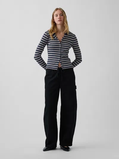 Gap Canvas Easy Baggy Barrel Cargo Pants In Black