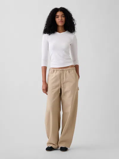 Gap Canvas Easy Baggy Barrel Cargo Pants In Wicker Tan