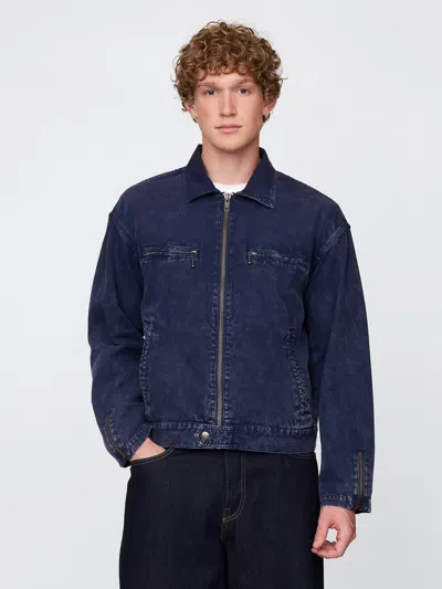 Gap Canvas Moto Jacket In Blue