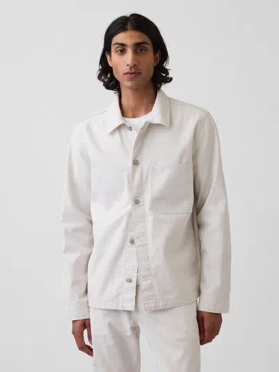 Gap Canvas Relaxed Shirt Jacket In Ecru Beige