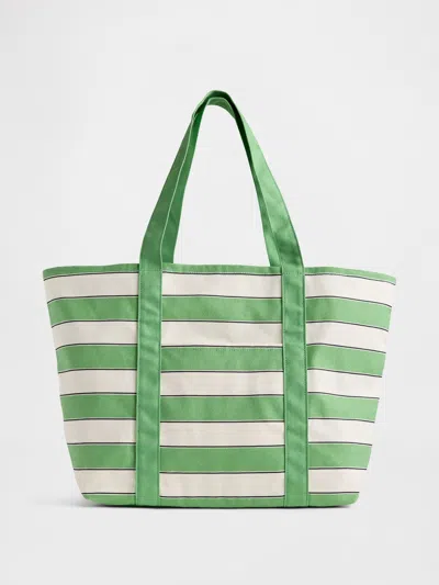 Gap Canvas Stripe Tote Bag In Green Stripe