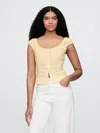 Gap Cap-sleeve Eyelet Top In Vanilla Pudding Beige
