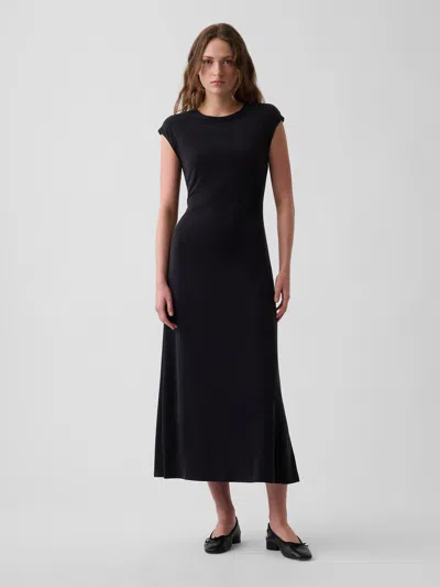 Gap Cap-sleeve Maxi Dress In Moonless Black Night