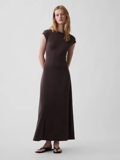 Gap Cap-sleeve Maxi Dress In Terra Brown