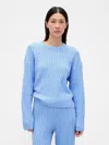 Gap Cashsoft Cable-knit Crewneck Sweater In Blue