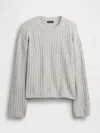 Gap Cashsoft Cable-knit Crewneck Sweater In Gray