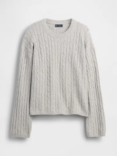 Gap Cashsoft Cable-knit Crewneck Sweater In Gray