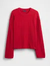 Gap Cashsoft Cable-knit Crewneck Sweater In Red