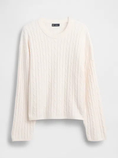 Gap Cashsoft Cable-knit Crewneck Sweater In White