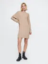 Gap Cashsoft Cable-knit Mini Sweater Dress In Brown Heather Tan