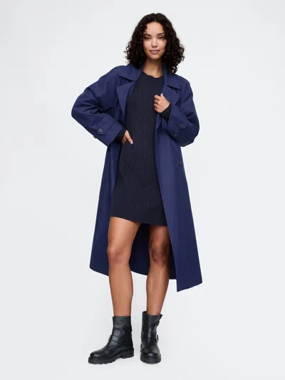 Gap Cashsoft Cable-knit Mini Sweater Dress In Navy Blue