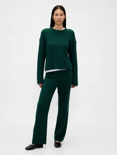 Gap Cashsoft Cable-knit Sweater Pants In Green