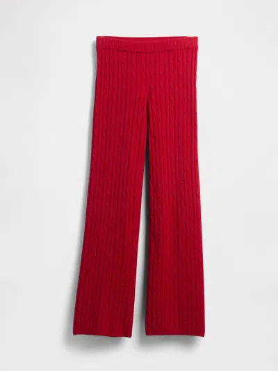 Gap Cashsoft Cable-knit Sweater Pants In Red