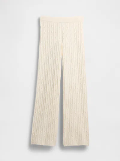 Gap Cashsoft Cable-knit Sweater Pants In White