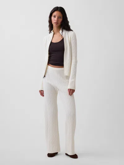Gap Cashsoft Cable-knit Boot Sweater Pants In White