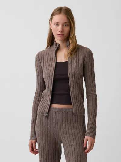 Gap Cashsoft Cable-knit Crop Zip Cardigan